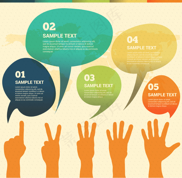 橙色手臂与语言气泡矢量素材