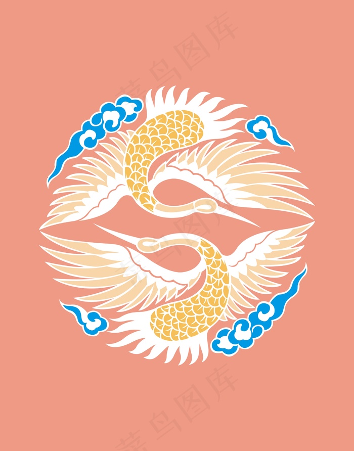 鹤插画元素ai矢量模版下载