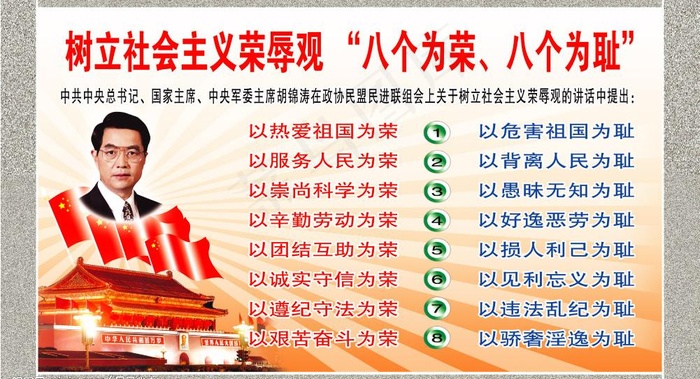八荣八耻psd模版下载