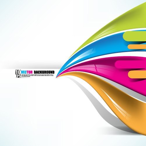 炫彩褶皱动感彩带背景矢量素材