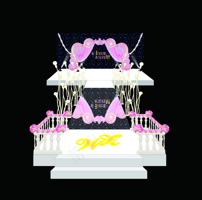 粉色婚礼效果图(210X297)cdr矢量模版下载