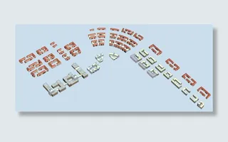 商业街办公楼建筑模型鸟瞰图