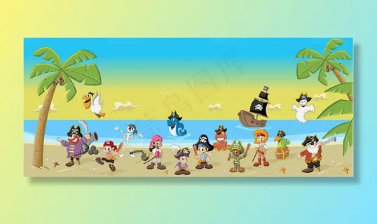 精美海盗卡通人物设计矢量素材