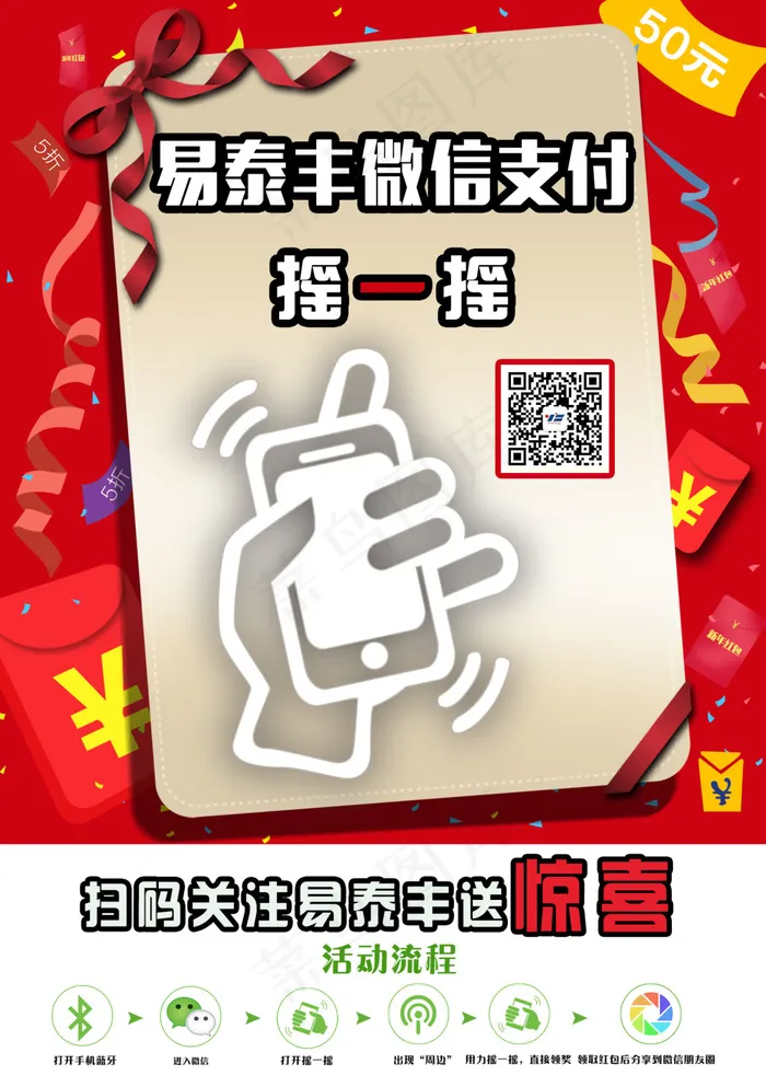 微信支付摇一摇桌牌psd模版下载