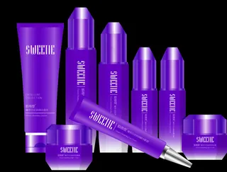 矢量紫色化妆品瓶设计全套图片