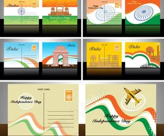 动感线条城市建筑明信片图片