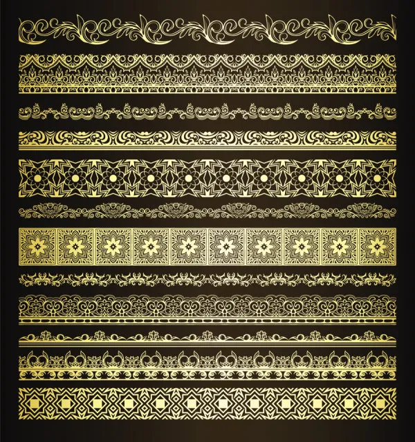 精致的金色花纹花边素材eps,ai矢量模版下载