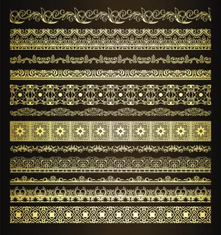 精致的金色花纹花边素材