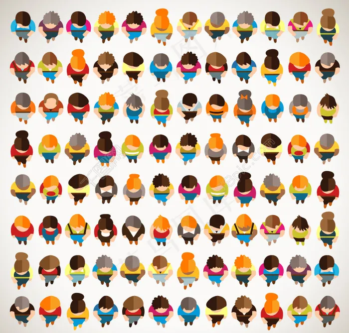 卡通人物头顶无缝背景ai矢量模版下载