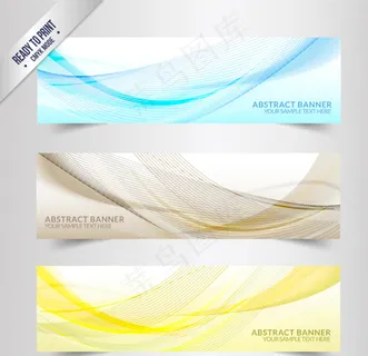 彩色曲线banner矢量素材图片