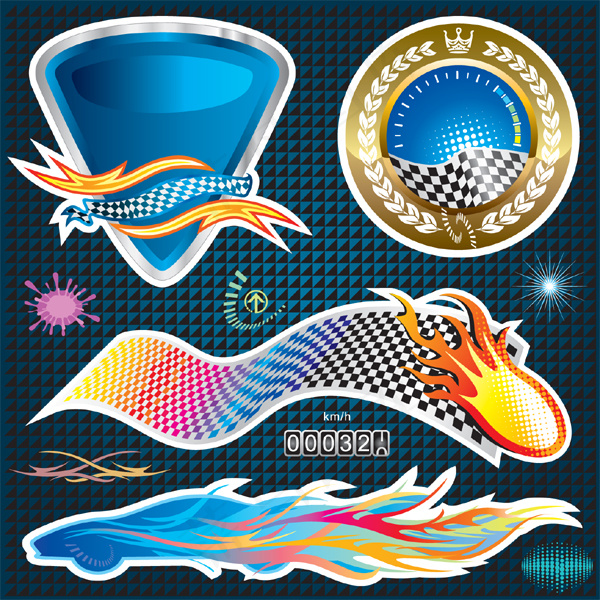 几款时尚潮流车贴矢量素材eps,ai矢量模版下载