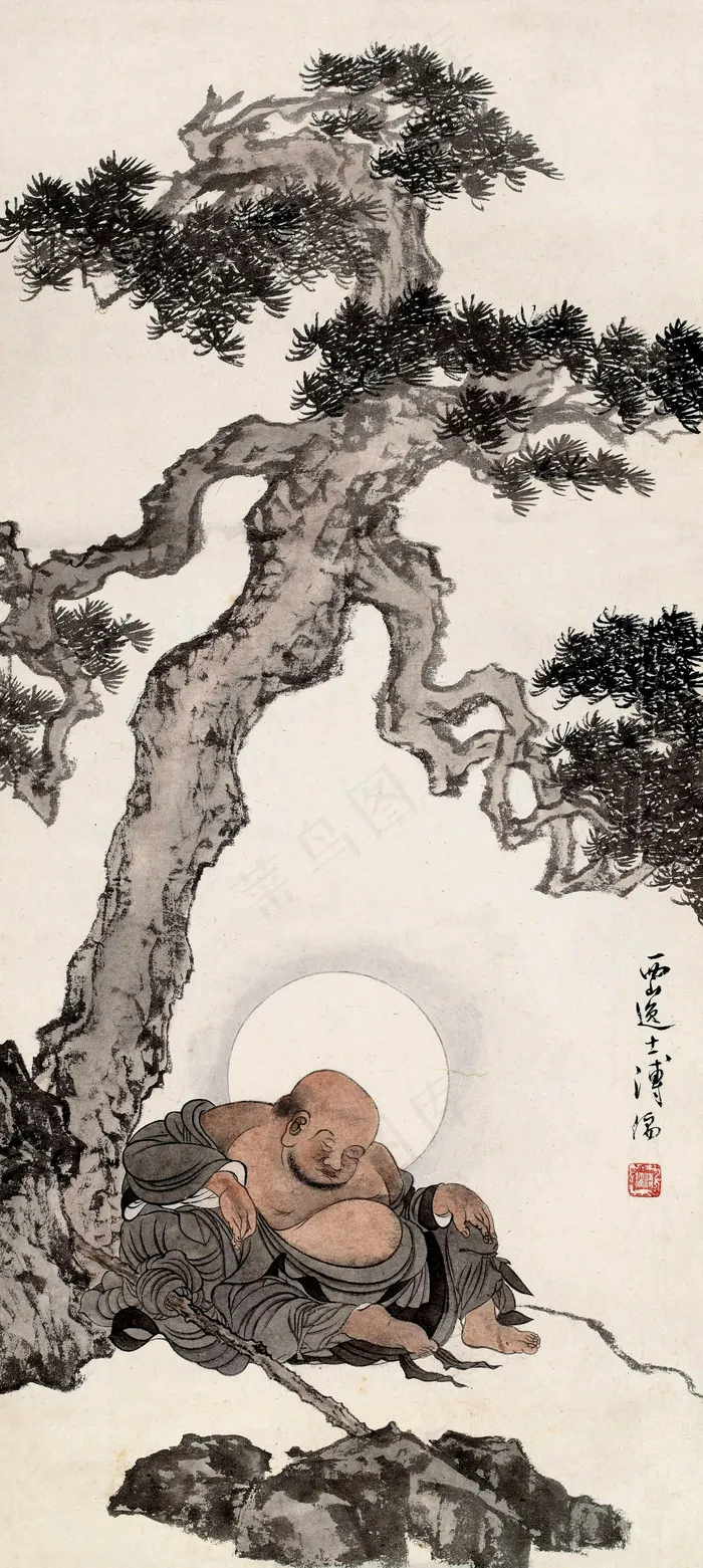 睡佛 国画图片