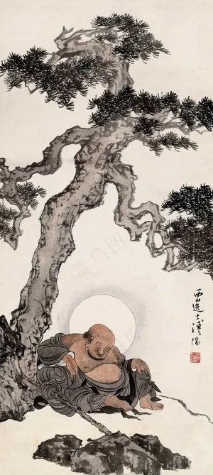睡佛 国画图片 睡佛 国画图片