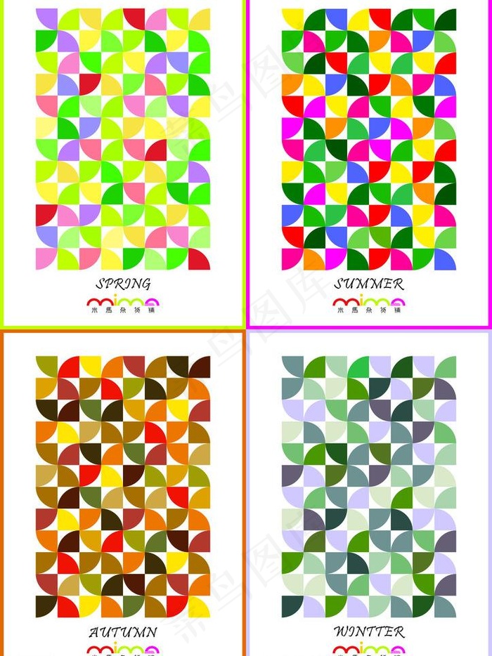 四季招贴艺术画 装饰画图片cdr矢量模版下载
