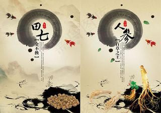 田七人参中草药宣传海报PSD素材