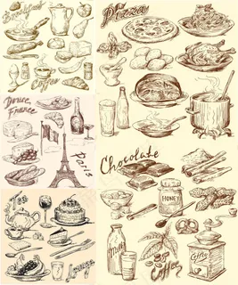 特色饮食手绘矢量素材