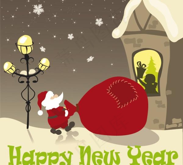 圣诞卡通插画矢量素材三