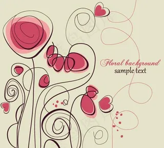 时尚手绘花朵矢量素材