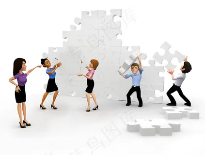 拼图前的3D小人