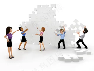 拼图前的3D小人