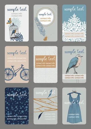 素雅插画卡片设计矢量模板