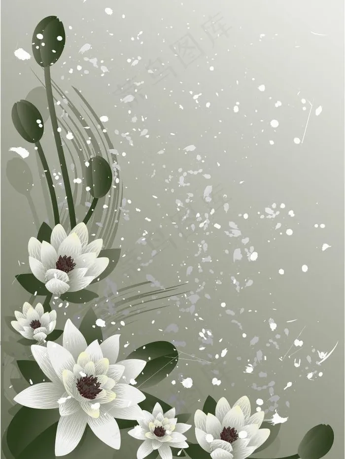水墨矢量花草图片eps,ai矢量模版下载