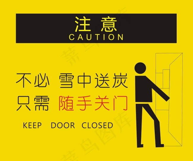 关门 随手关门 标识牌 标志