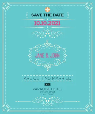 蓝色背景邀请函模板下载