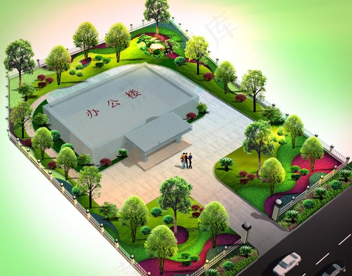 别墅花园效果图图片psd模版下载