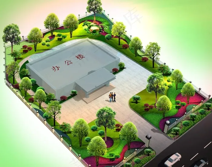 别墅花园效果图图片psd模版下载