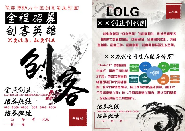 创业创新企业活动招募宣传双页(2480X3508(DPI:300))psd模版下载