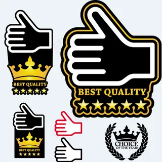 大拇指推荐标签设计矢量