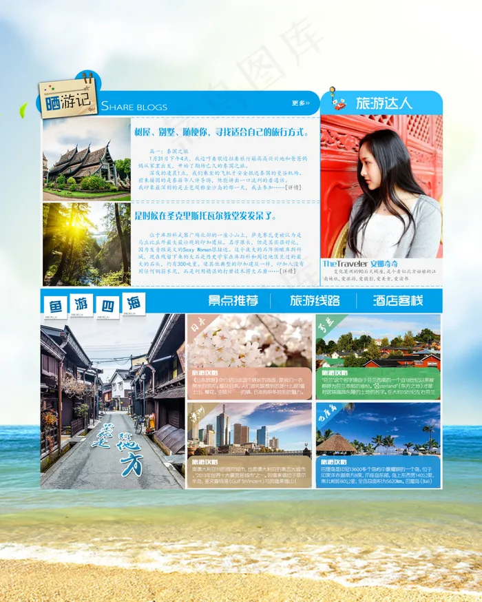 鱼网旅游 网页设计psd模版下载