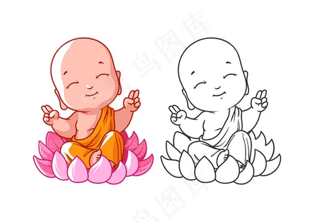 卡通佛教儿童人物矢量素材 卡通佛教儿童人物矢量素材
