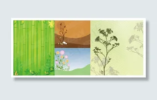 竹、花，矢量素材