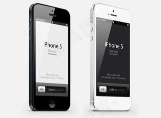 黑白2款苹果手机PSD素材免费下载