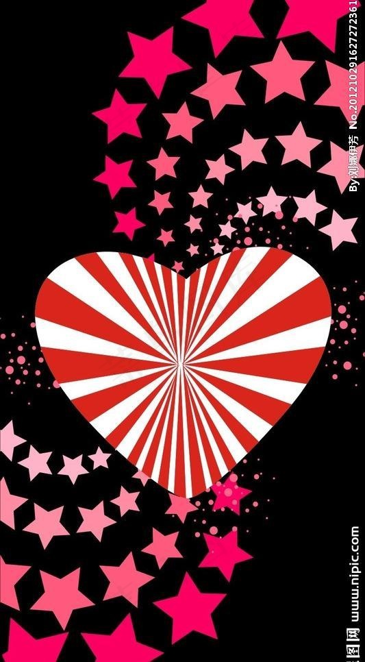 经典 情人节 七夕 爱心 星星底纹 矢量图图片