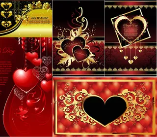 精美金色华丽情人节贺卡矢量素材