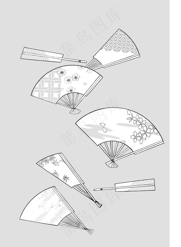 各样扇子矢量素材ai矢量模版下载