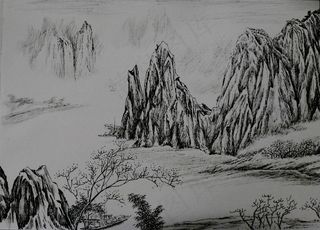 钢笔画风景图片