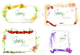 春天梦幻花纹时尚花纹花边