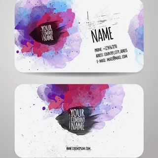 炫彩墨迹名片矢量设计图