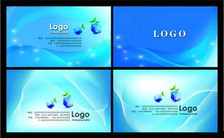 时尚蓝色科技名片卡片设计PSD素材