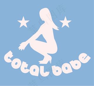 印花矢量图 英文 五角星 女人 蓝...