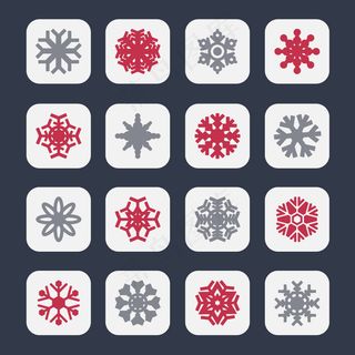16款彩色方形雪花图标矢量素材