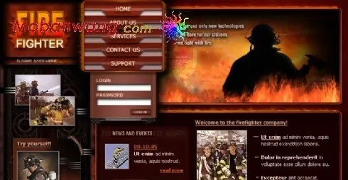 消防战士专题介绍网页模板psd模版下载