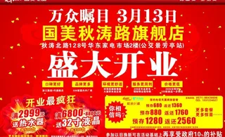 国美电器秋涛店开业喷绘图片