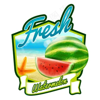 矢量西瓜标签