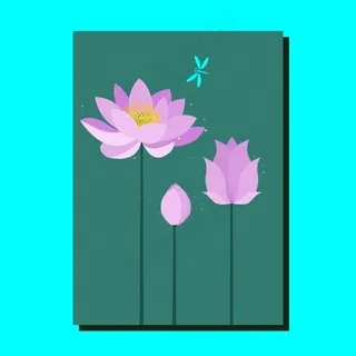 扁平荷花海报装饰图案