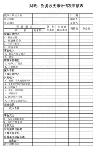 财政、财务收支审计情况审核表